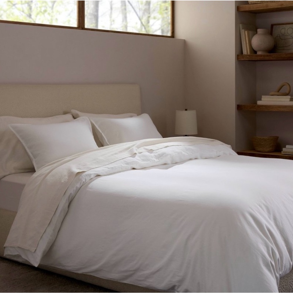 NEW Parachute Full/Queen Relaxed Linen Duvet Cover & Sham Set White